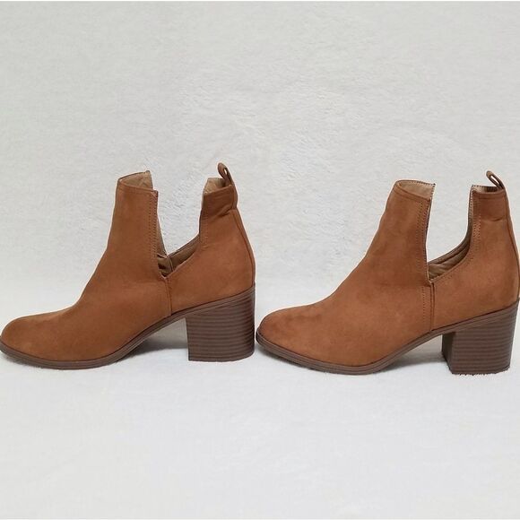 JOLIMALL Chesnut Brown Cut Out Heeled Booties 10 - Picture 2 of 13